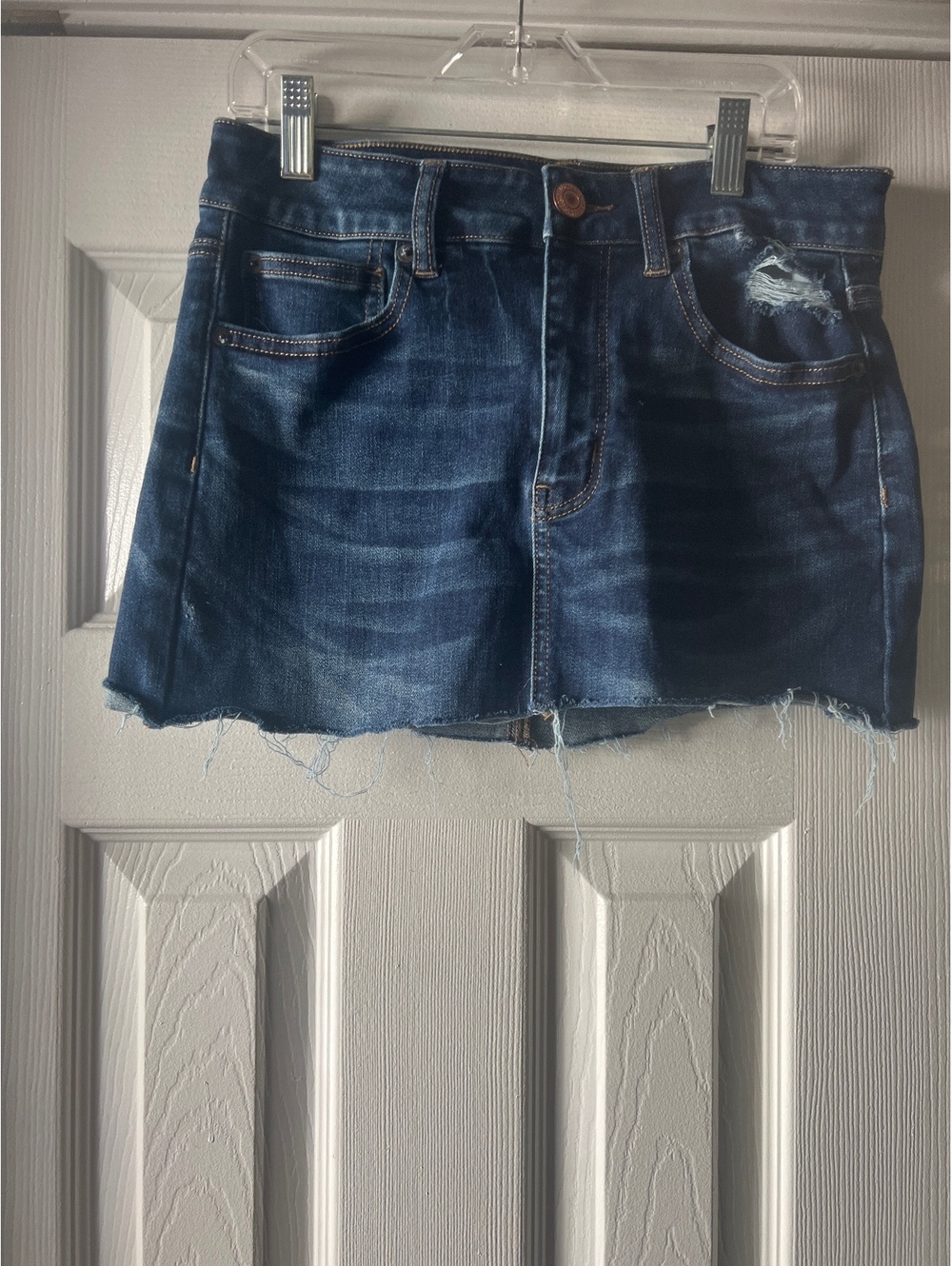 American Eagle Outfitters Women's Hi-Rise Mini Denim Skirt, Size 6, Dark Wash